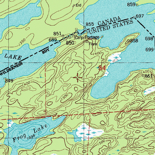 Topographic Map of Carp Portage, MN