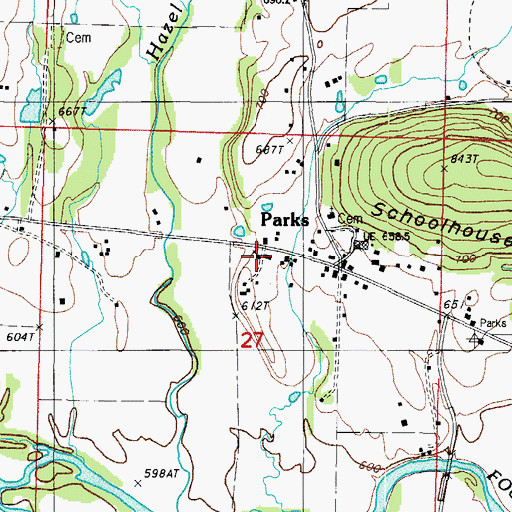 Topographic Map of Parks Methodist Church, AR
