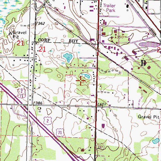 Topographic Map of KKBJ-AM (Bemidji), MN