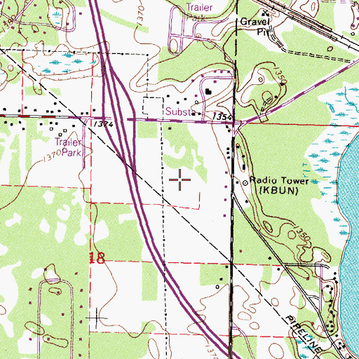Topographic Map of KBUN-AM (Bemidji), MN