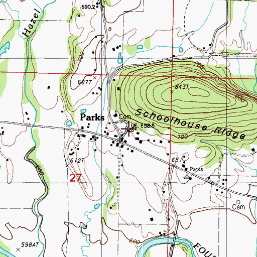 Topographic Map of Parks School (historical), AR