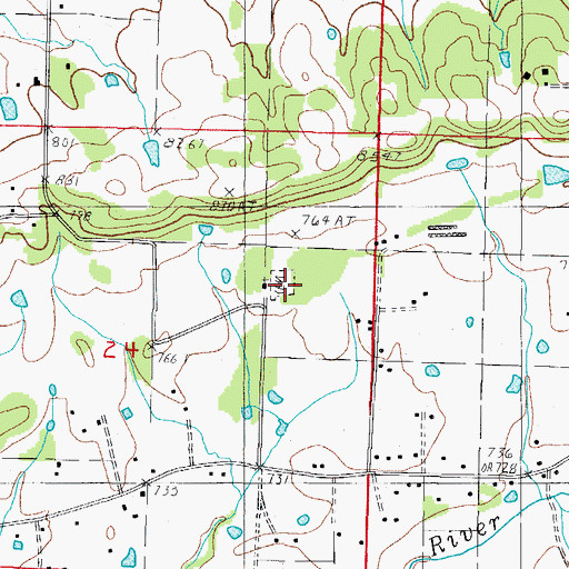Topographic Map of Pilot Prairie Cemetery, AR