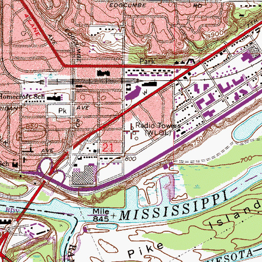Topographic Map of KNOW-AM (Minneapolis), MN