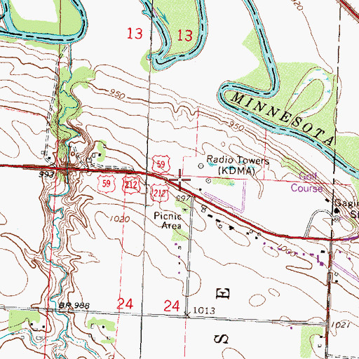 Topographic Map of KDMA-AM (Montevideo), MN