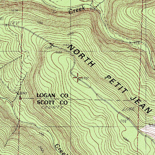 Topographic Map of North Petit Jean Mountain, AR