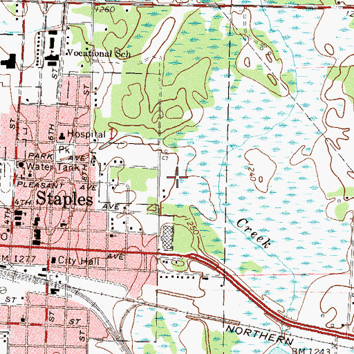 Topographic Map of KNSP-AM (Staples), MN