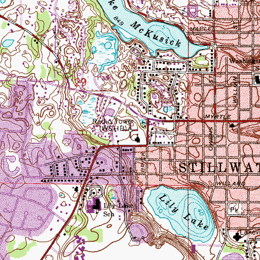Topographic Map of WTCN-AM (Stillwater), MN