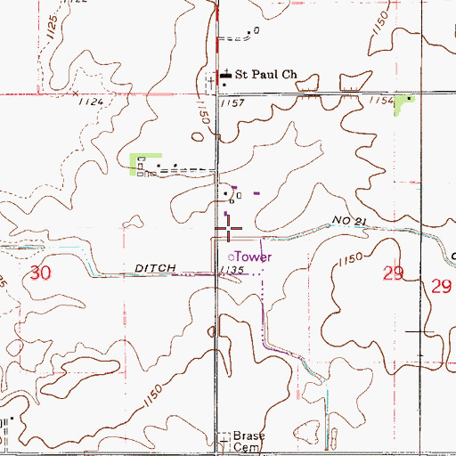 Topographic Map of KOWO-AM (Waseca), MN