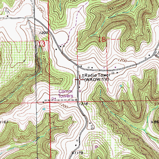 Topographic Map of KQEG-FM (La Crescent), MN