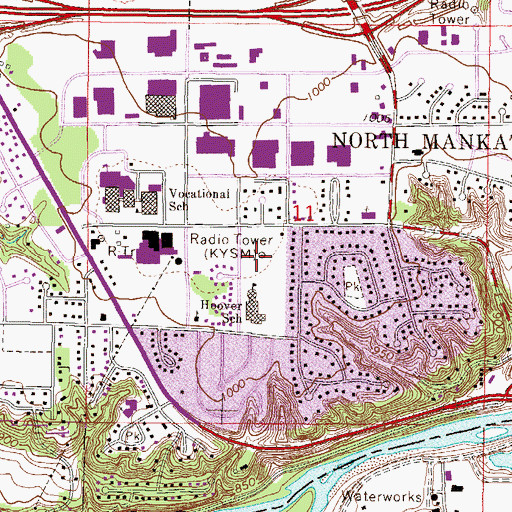 Topographic Map of KYSM-FM (Mankato), MN