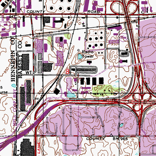 Topographic Map of WAYL-FM (Minneapolis), MN