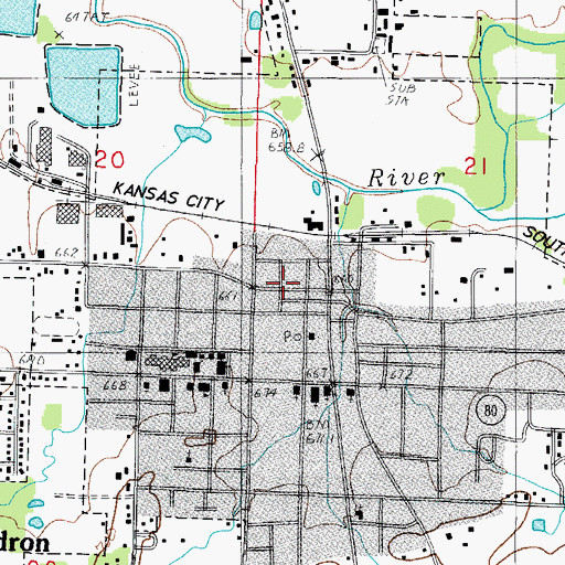 Topographic Map of Scott County Library, AR