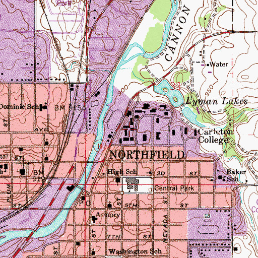 Topographic Map of KRLX-FM (Northfield), MN