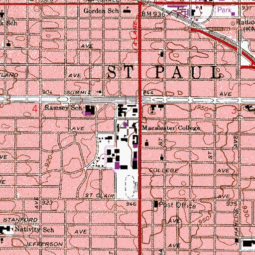 Topographic Map of WMCN-FM (Saint Paul), MN