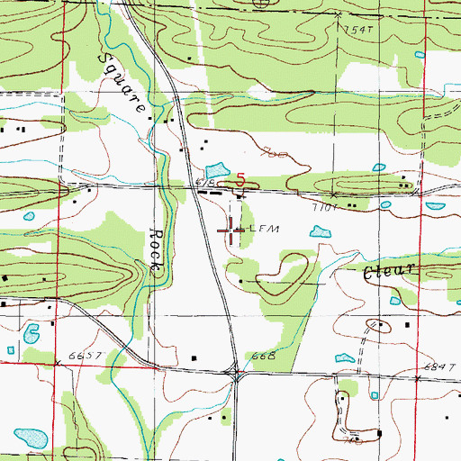 Topographic Map of Square Rock Cemetery, AR