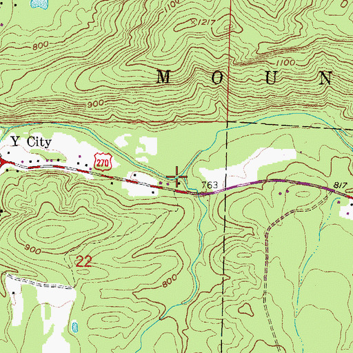 Topographic Map of Steep Hollow Creek, AR
