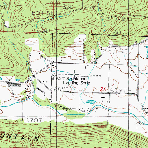 Topographic Map of Strickland Landing Strip (historical), AR