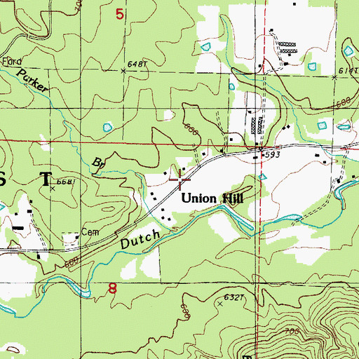 Topographic Map of Union Hill, AR