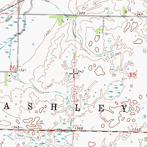 Topographic Map of Township of Ashley, MN