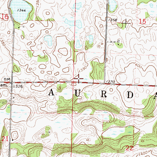 Topographic Map of Township of Aurdal, MN