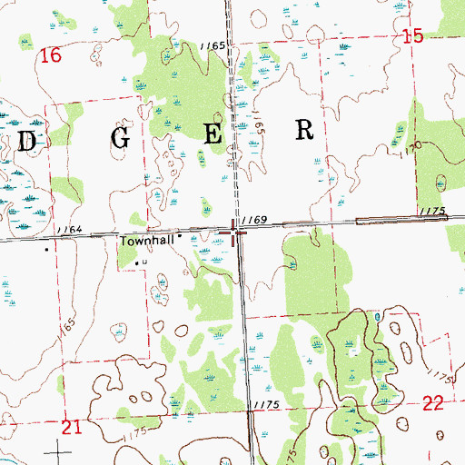 Topographic Map of Township of Badger, MN