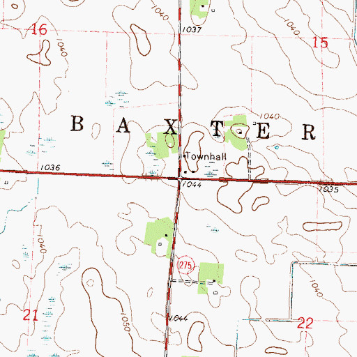 Topographic Map of Township of Baxter, MN