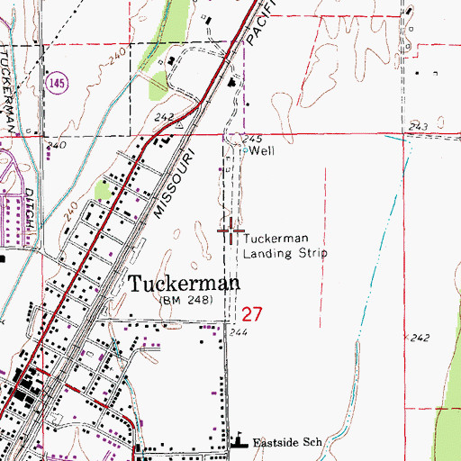 Topographic Map of Tuckerman Landing Strip (historical), AR