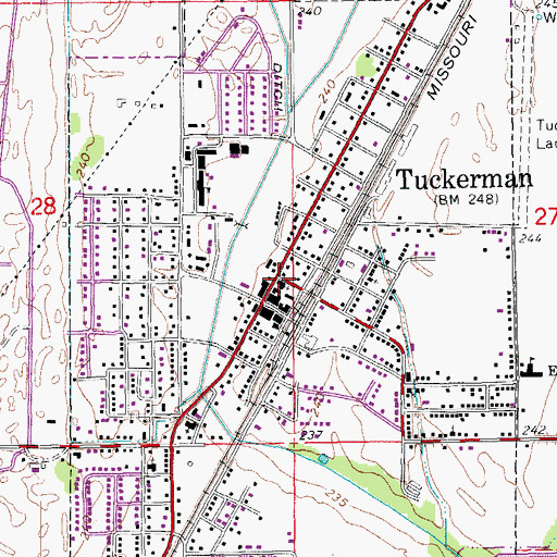 Topographic Map of Tuckerman United Methodist Church, AR