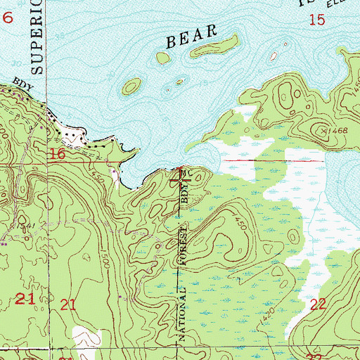 Topographic Map of Unorganized Territory of Birch Lake, MN