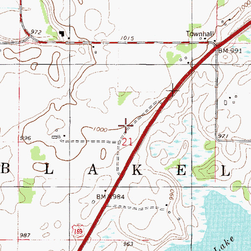 Topographic Map of Township of Blakeley, MN