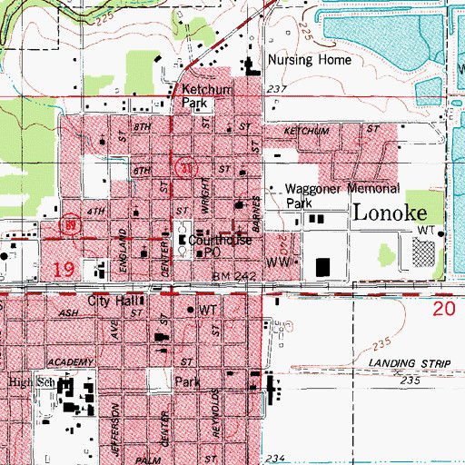 Topographic Map of Eastside Baptist Church, AR