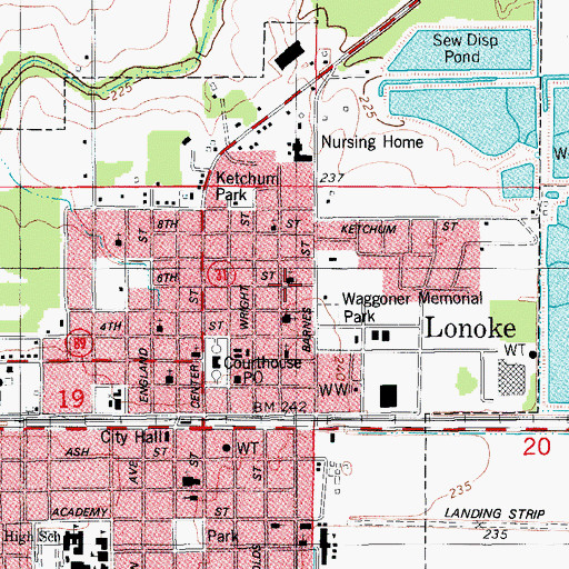Topographic Map of First Assembly of God Church, AR