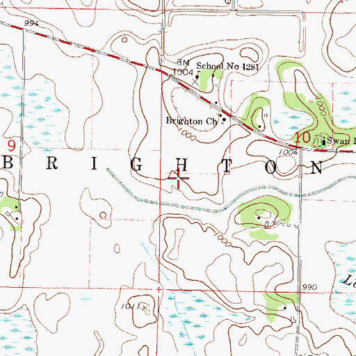 Topographic Map of Township of Brighton, MN