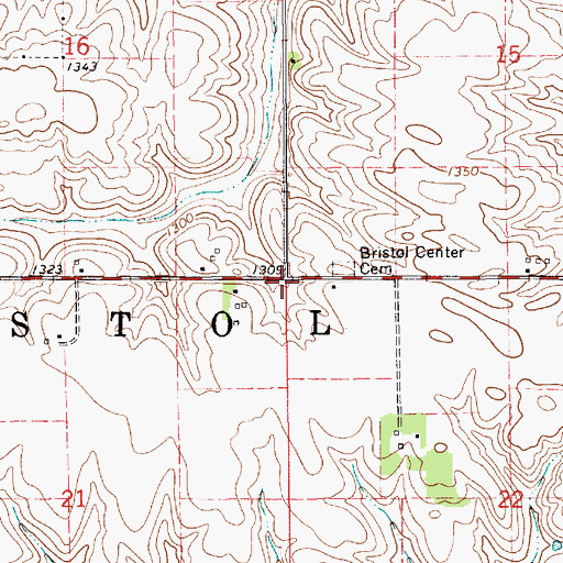 Topographic Map of Township of Bristol, MN