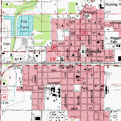 Topographic Map of Lonoke Baptist Church, AR