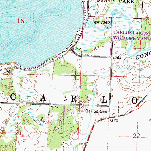 Topographic Map of Township of Carlos, MN