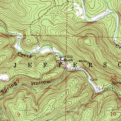 Topographic Map of Rush Historic District, AR