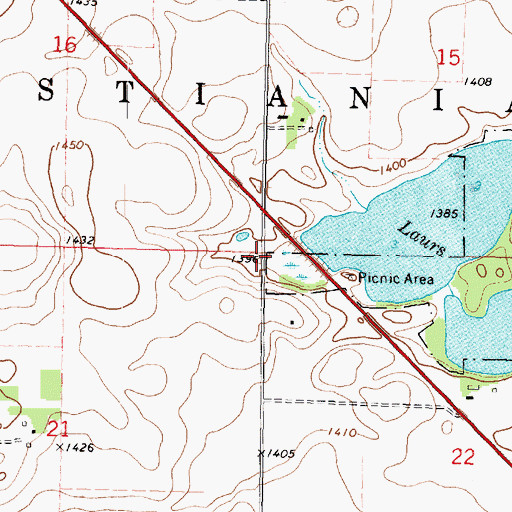 Topographic Map of Township of Christiania, MN