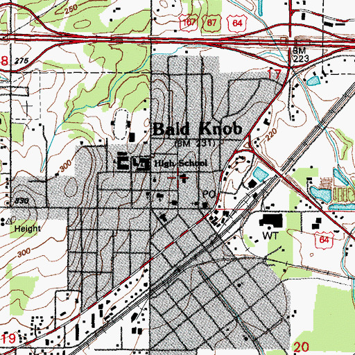 Topographic Map of Central Baptist Church, AR