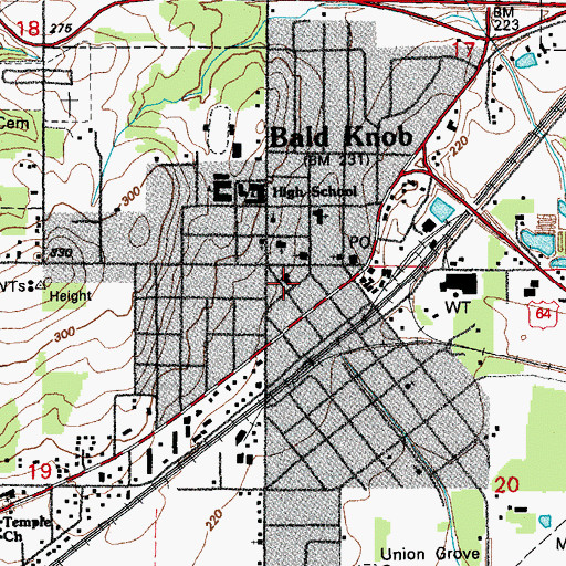 Topographic Map of First Christian Church, AR