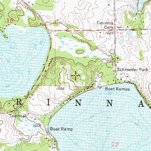 Topographic Map of Township of Corinna, MN