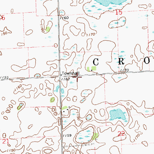 Topographic Map of Township of Cromwell, MN