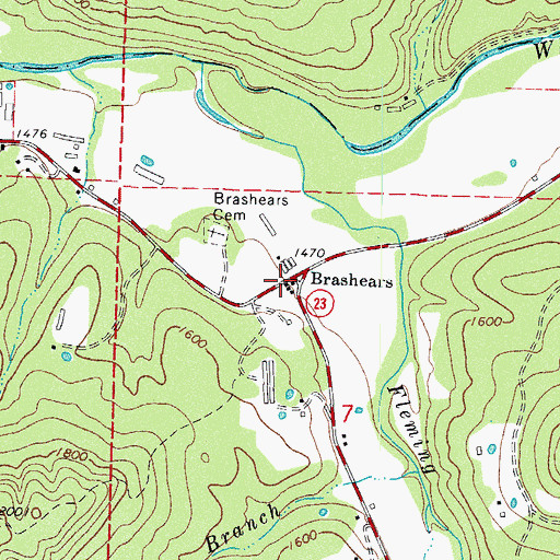 Topographic Map of Brashears, AR