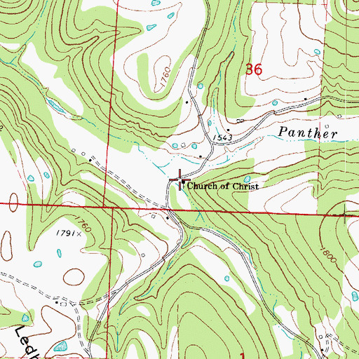 Topographic Map of Church of Christ, AR