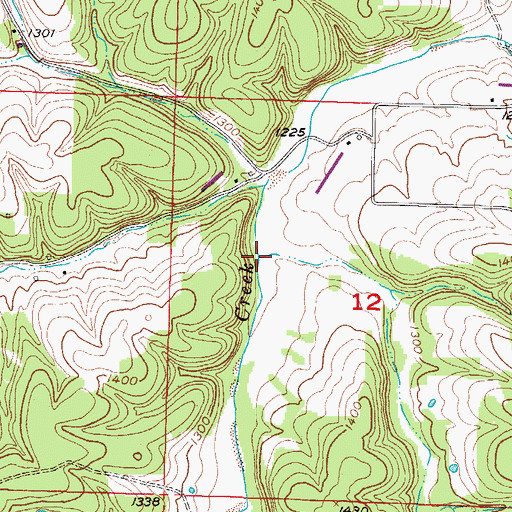 Topographic Map of Hartwell Creek, AR