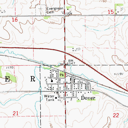 Topographic Map of Township of Dover, MN