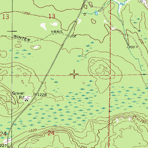 Topographic Map of Unorganized Territory of East Koochiching, MN