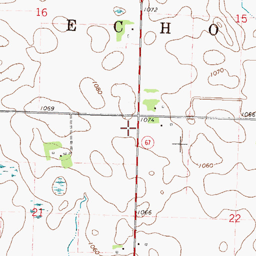 Topographic Map of Township of Echo, MN