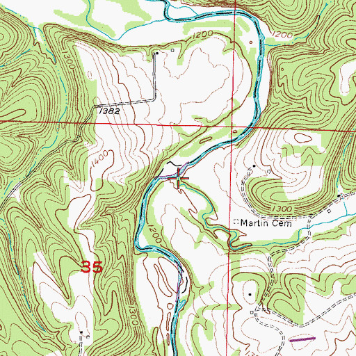 Topographic Map of Poyner Hollow, AR