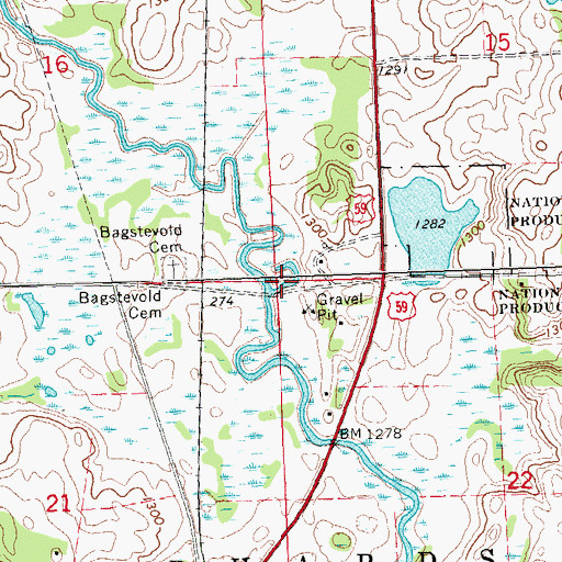 Topographic Map of Township of Erhards Grove, MN